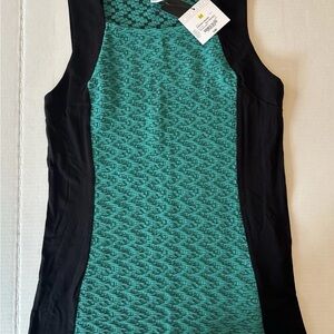 Liz Claiborne Women’s Teal and Black Sleeveless Blouse - Size Medium - NWT